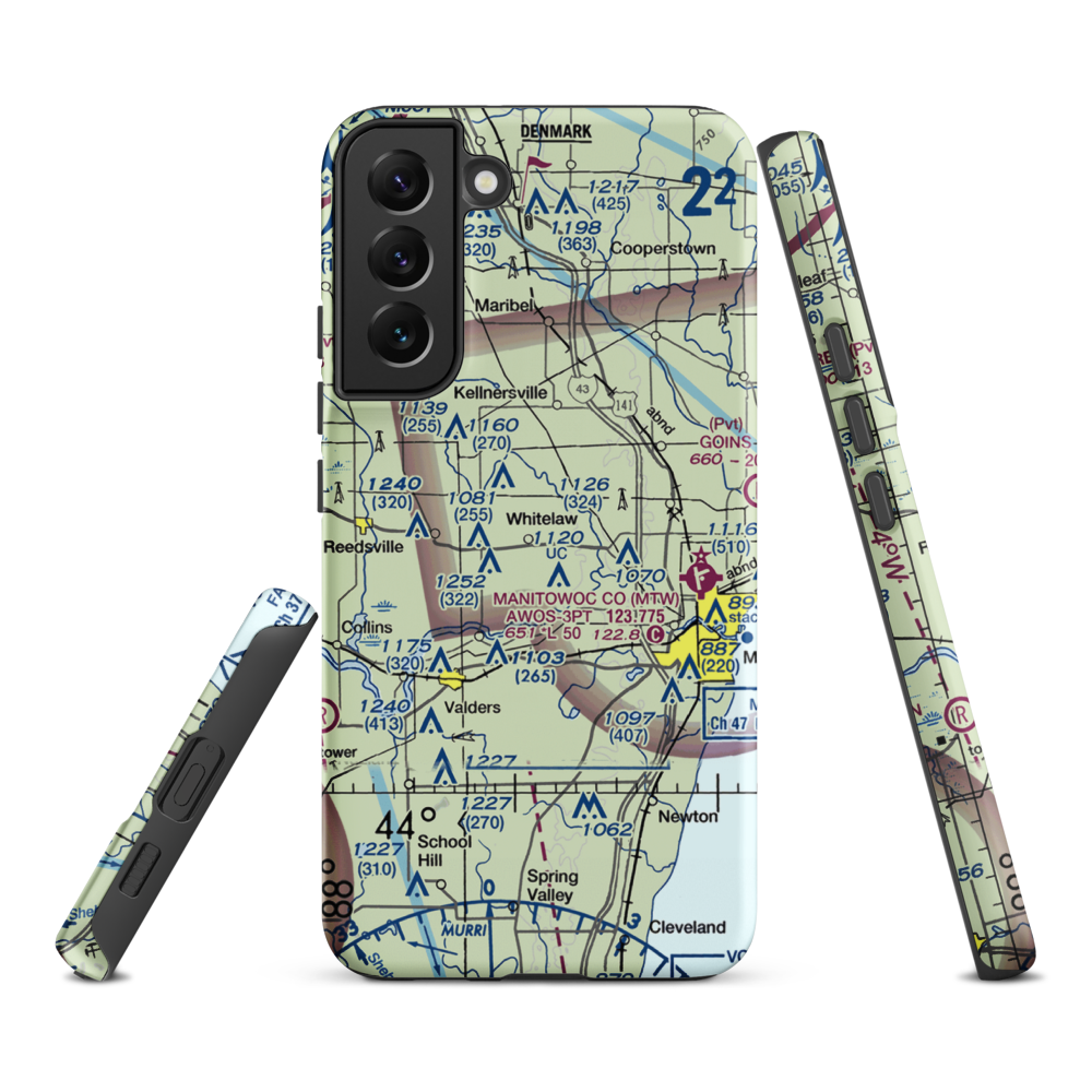 Triple S Ranch Airport (82WI) VFR Sectional Samsung Phone Case Samsung Galaxy S22 Plus model shown