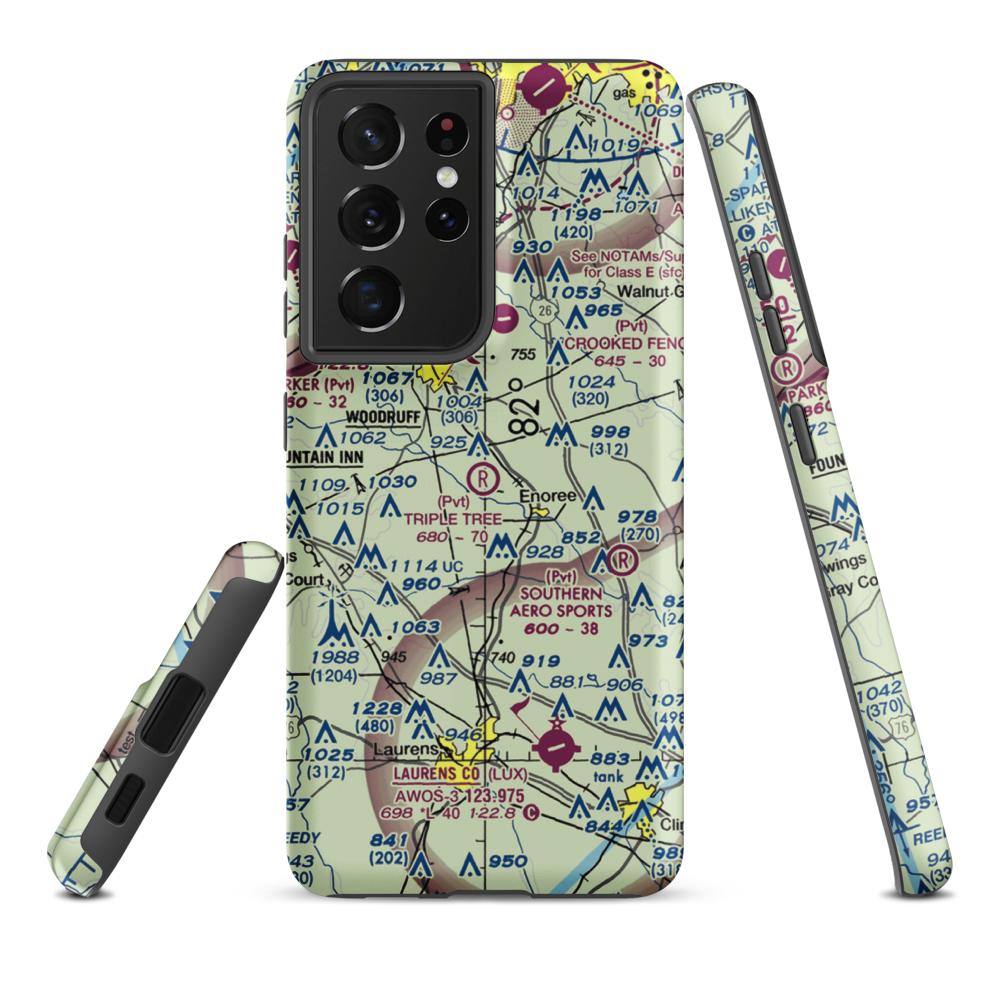 Triple Tree Airport (SC00) VFR Sectional Samsung Phone Case Samsung Galaxy S21 Plus model shown