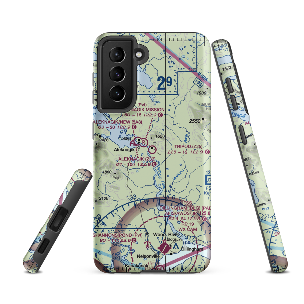 Tripod Airport (Z25) VFR Sectional Samsung Phone Case Samsung Galaxy S21 FE model shown