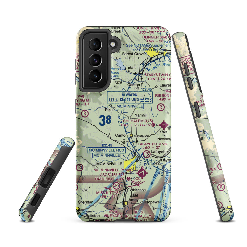 Trivelpiece Airport (OR59) VFR Sectional Samsung Phone Case Samsung Galaxy S21 FE model shown
