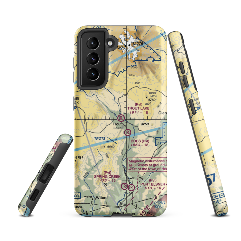 Trout Lake Airport (66WA) VFR Sectional Samsung Phone Case Samsung Galaxy S21 FE model shown