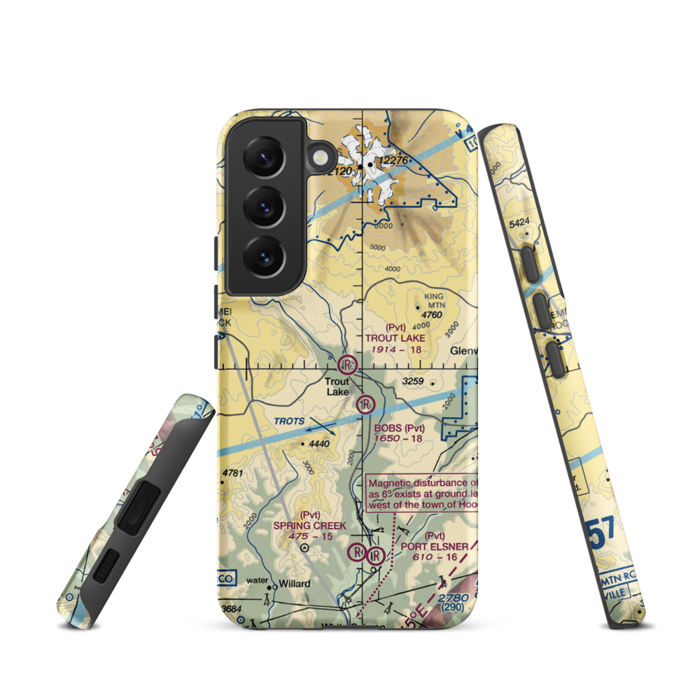 Trout Lake Airport (66WA) VFR Sectional Samsung Phone Case Samsung Galaxy S22 model shown
