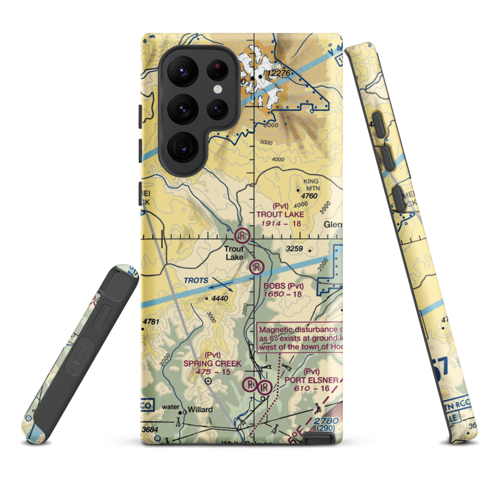 Trout Lake Airport (66WA) VFR Sectional Samsung Phone Case Samsung Galaxy S22 Ultra model shown