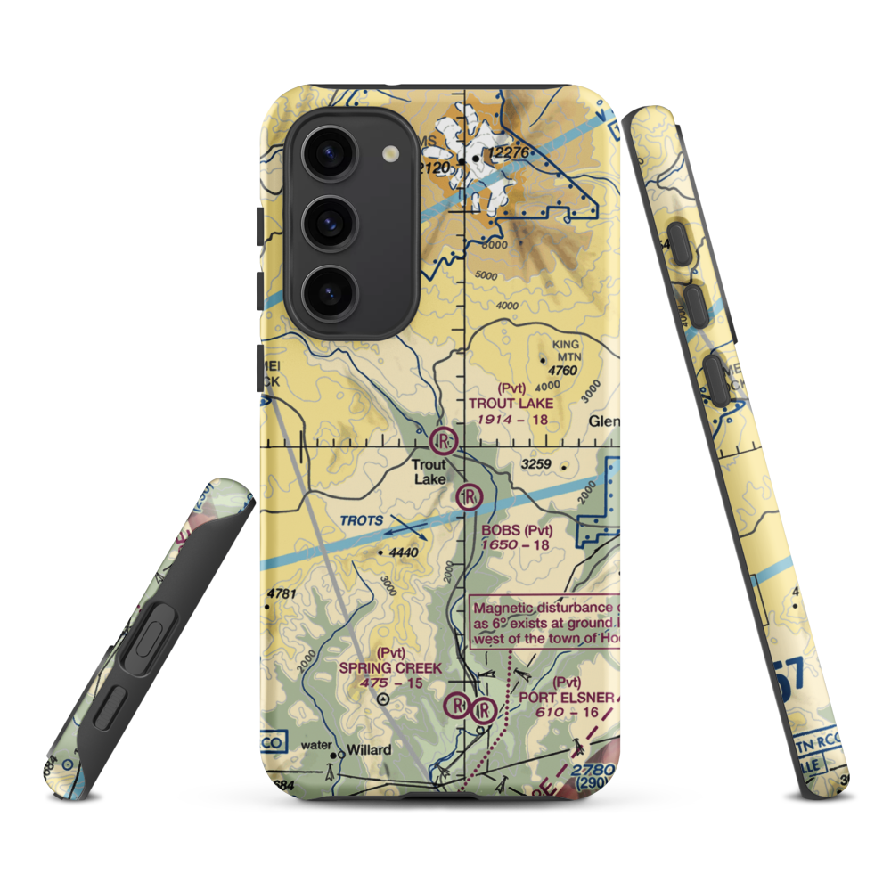 Trout Lake Airport (66WA) VFR Sectional Samsung Phone Case Samsung Galaxy S23 Plus model shown