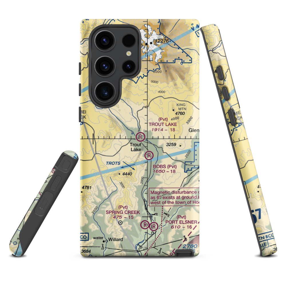 Trout Lake Airport (66WA) VFR Sectional Samsung Phone Case Samsung Galaxy S23 Ultra model shown