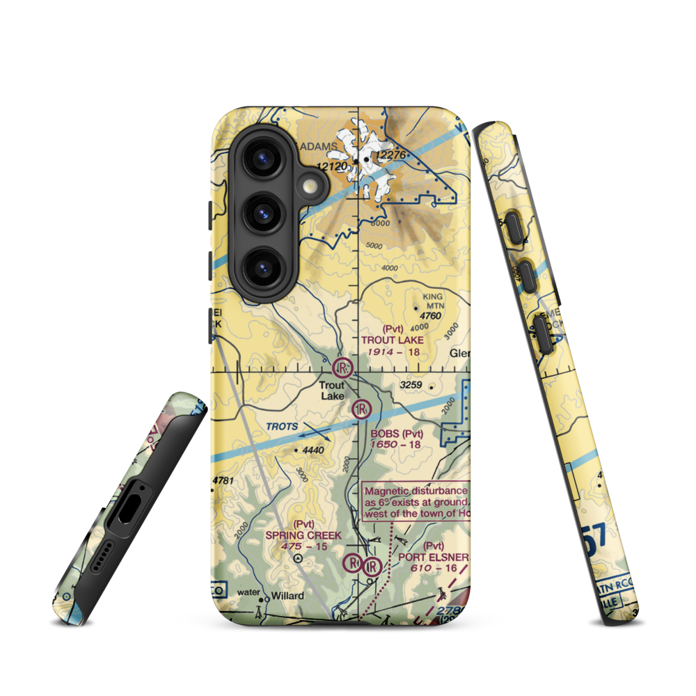 Trout Lake Airport (66WA) VFR Sectional Samsung Phone Case Samsung Galaxy S24 model shown