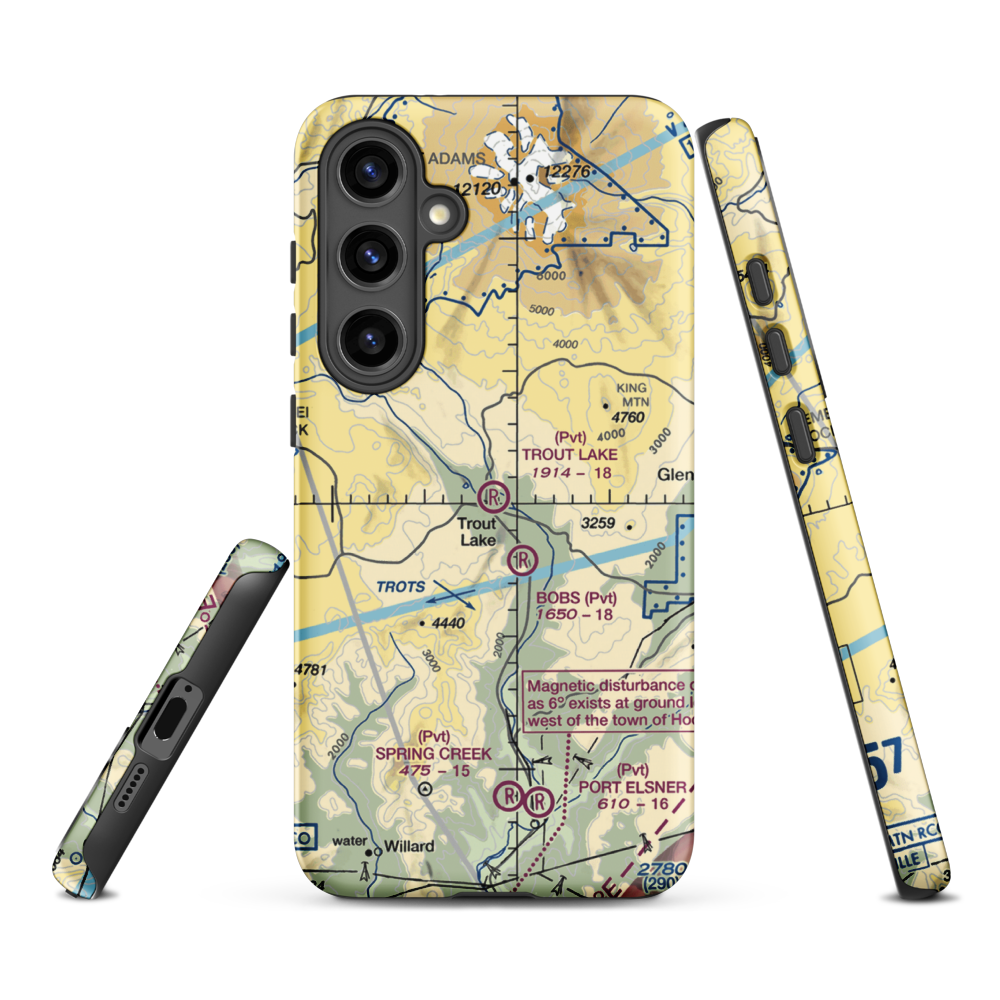 Trout Lake Airport (66WA) VFR Sectional Samsung Phone Case Samsung Galaxy S24 Plus model shown