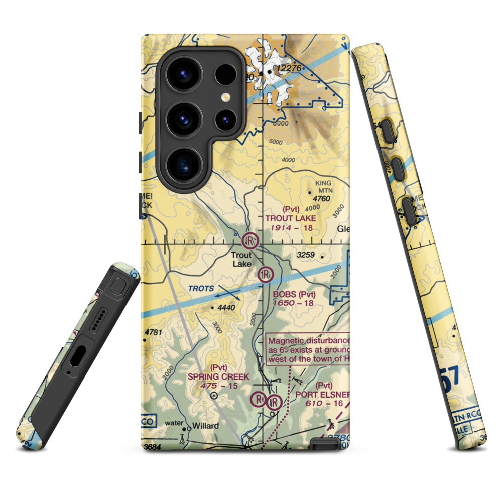 Trout Lake Airport (66WA) VFR Sectional Samsung Phone Case Samsung Galaxy S24 Ultra model shown