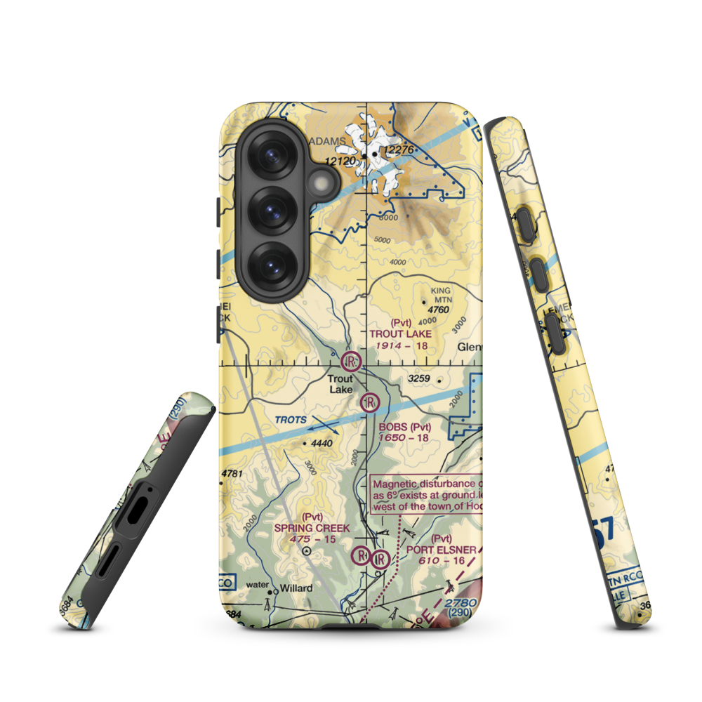 Trout Lake Airport (66WA) VFR Sectional Samsung Phone Case Samsung Galaxy S25 model shown