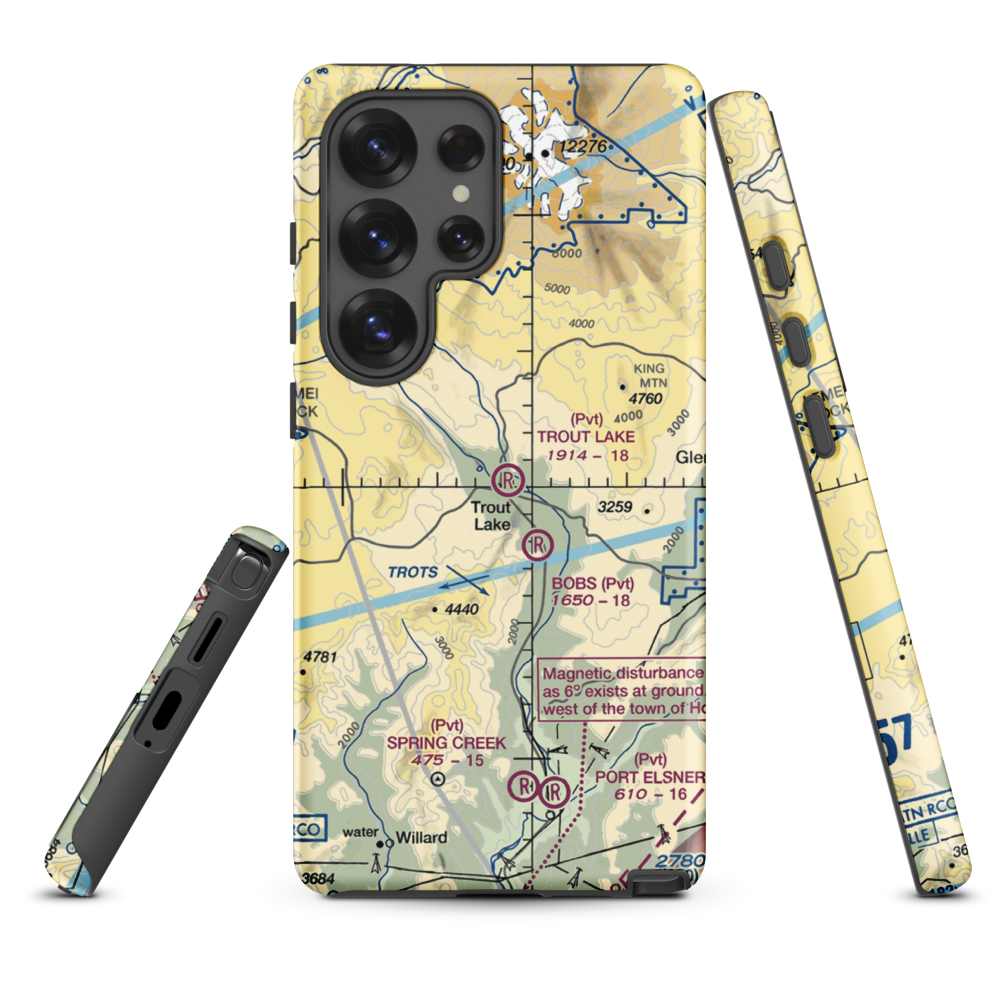 Trout Lake Airport (66WA) VFR Sectional Samsung Phone Case Samsung Galaxy S25 Ultra model shown