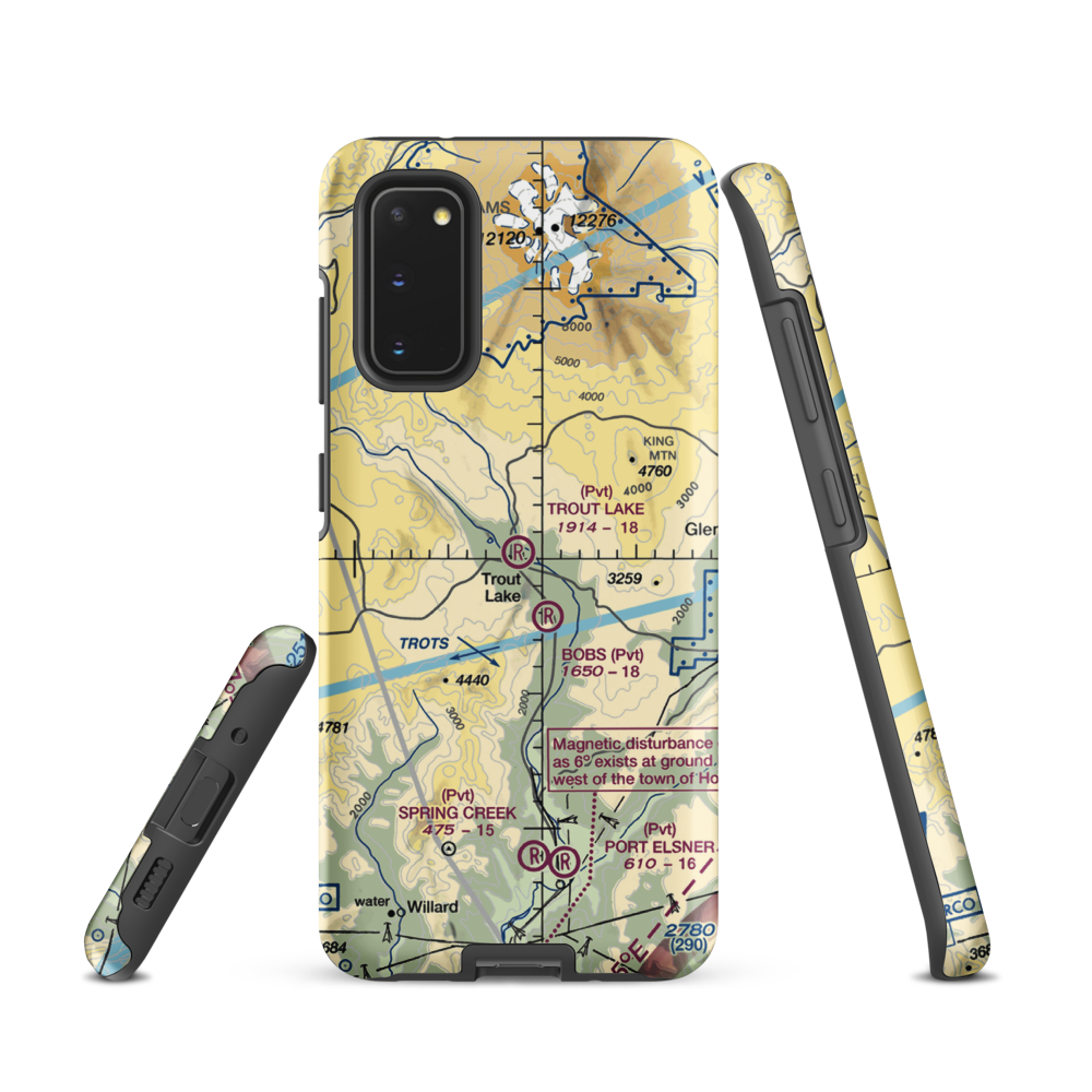 Trout Lake Airport (66WA) VFR Sectional Samsung Phone Case Samsung Galaxy S20 model shown