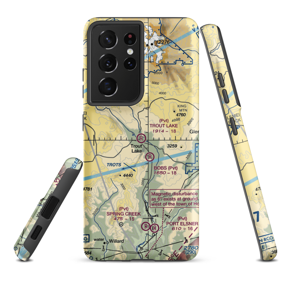 Trout Lake Airport (66WA) VFR Sectional Samsung Phone Case Samsung Galaxy S21 Plus model shown