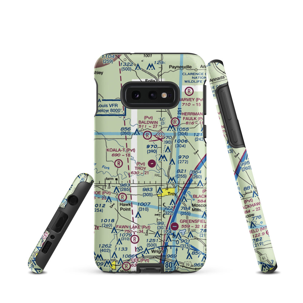 Troy Airpark (02MO) VFR Sectional Samsung Phone Case Samsung Galaxy S10e model shown