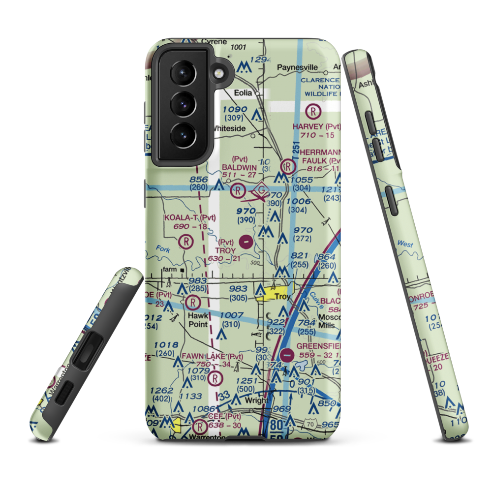 Troy Airpark (02MO) VFR Sectional Samsung Phone Case Samsung Galaxy S21 FE model shown
