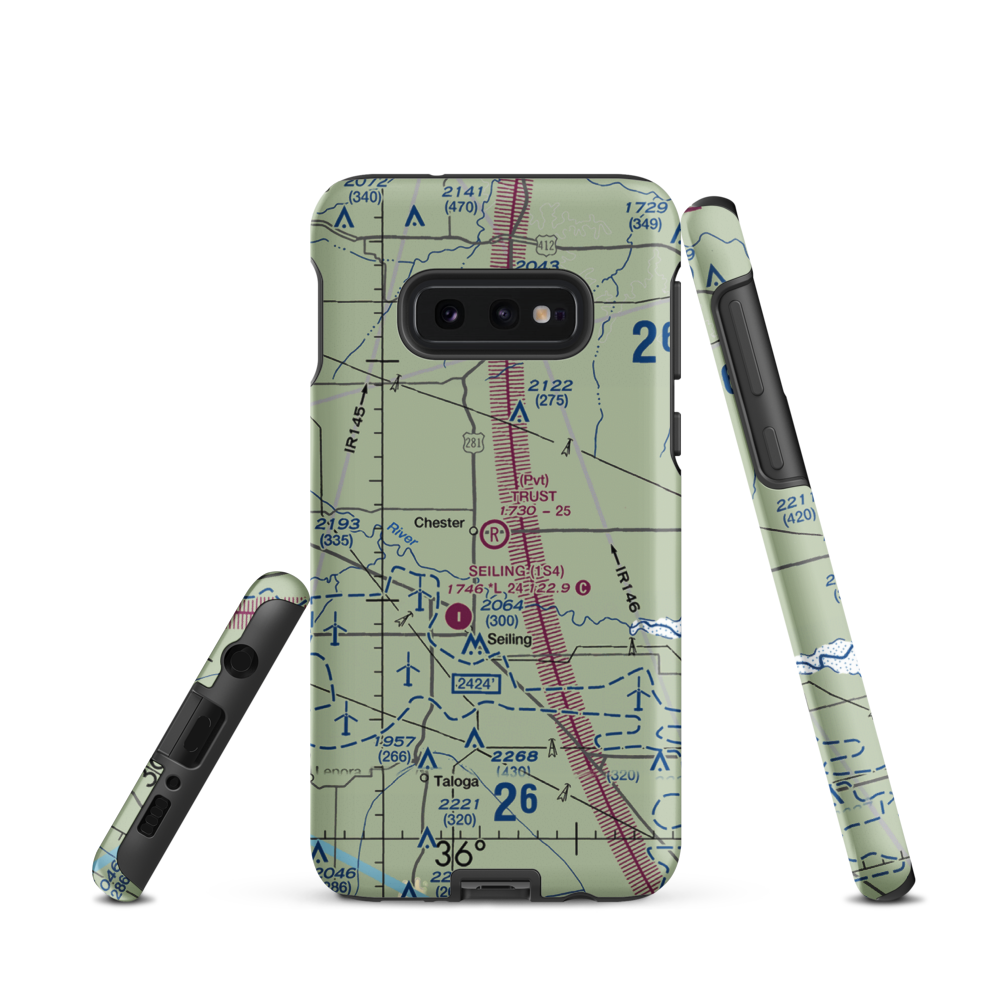 Trust Landing Airport (OK72) VFR Sectional Samsung Phone Case Samsung Galaxy S10e model shown