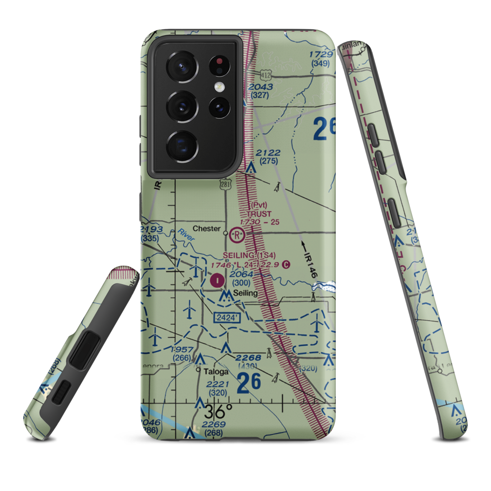 Trust Landing Airport (OK72) VFR Sectional Samsung Phone Case Samsung Galaxy S21 Ultra model shown