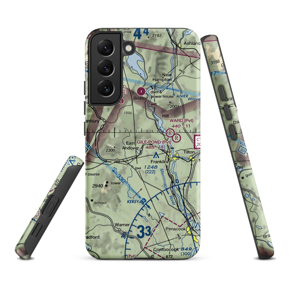 Tucker Farm Airport (94NH) VFR Sectional Samsung Phone Case Samsung Galaxy S22 Plus model shown