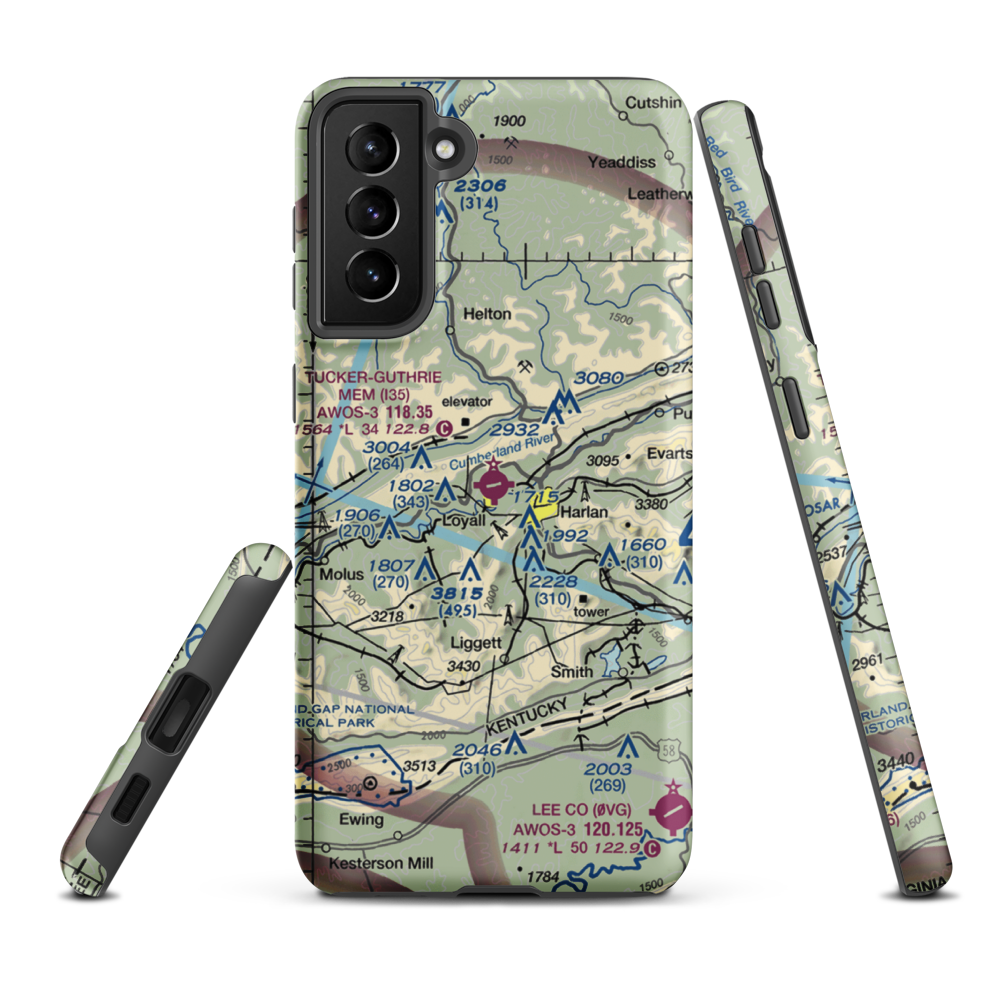Tucker Guthrie Memorial Airport (I35) VFR Sectional Samsung Phone Case Samsung Galaxy S21 Plus model shown