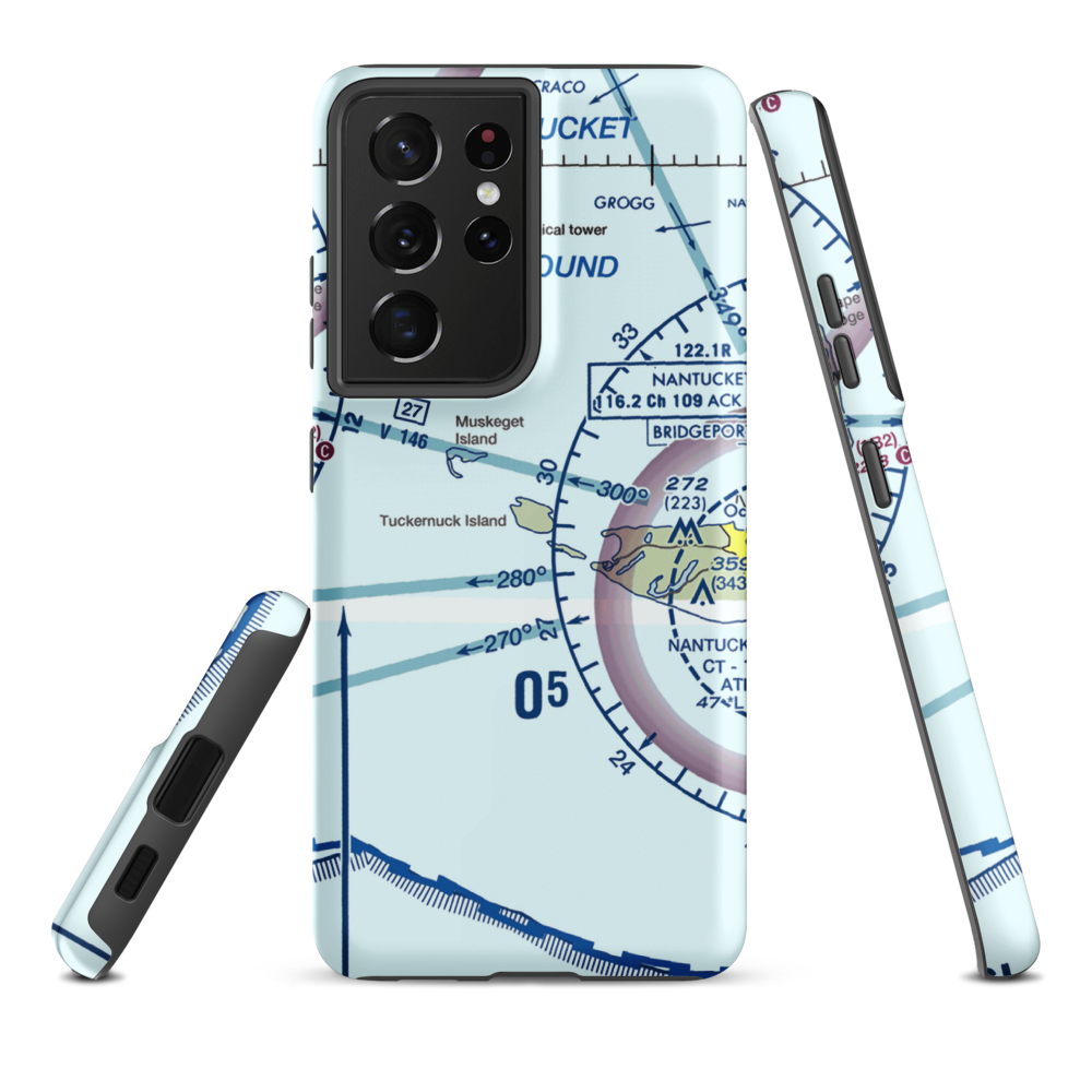 Tuckernuck Airport (MA72) VFR Sectional Samsung Phone Case Samsung Galaxy S21 Ultra model shown