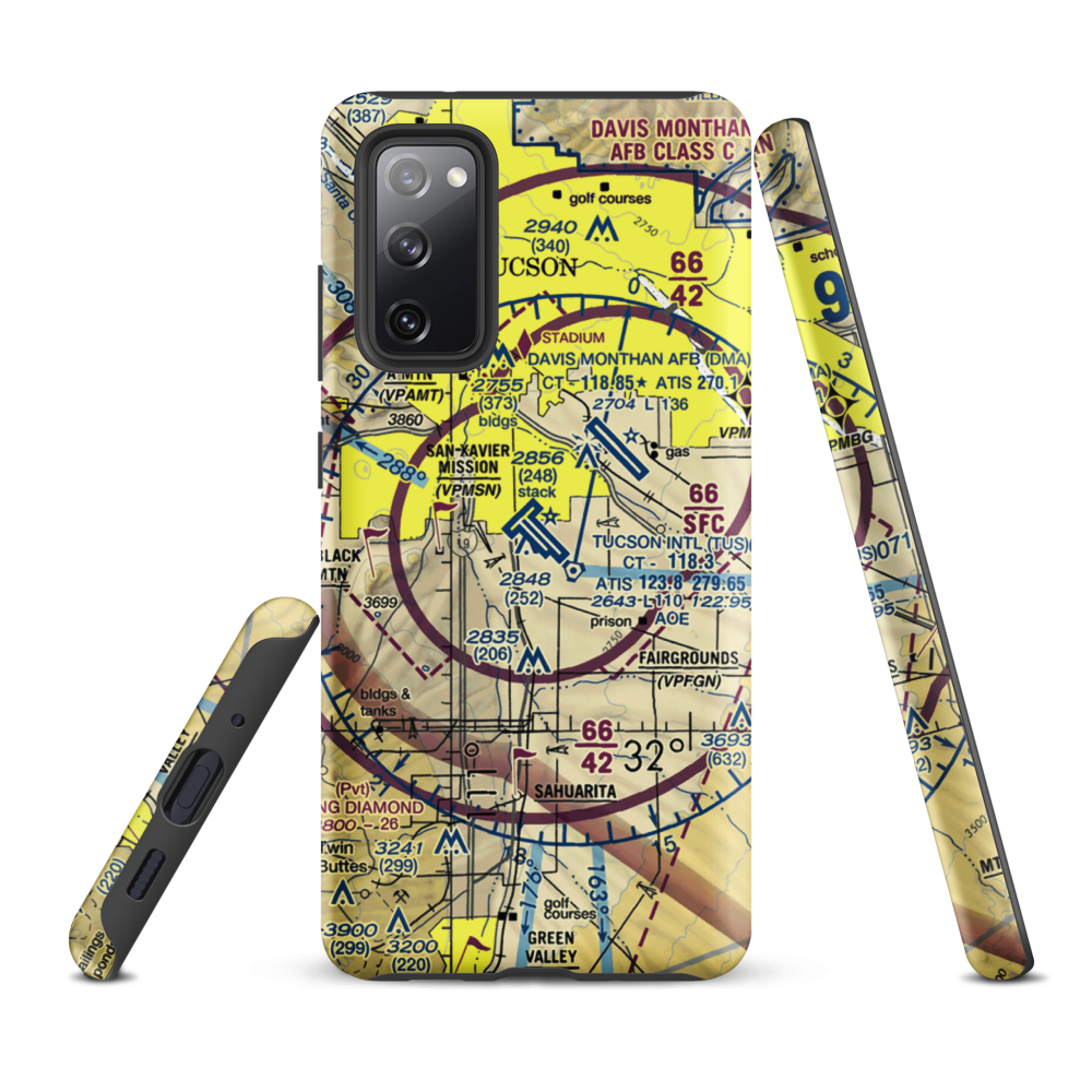 Tucson International Airport (TUS) VFR Sectional Samsung Phone Case Samsung Galaxy S20 FE model shown