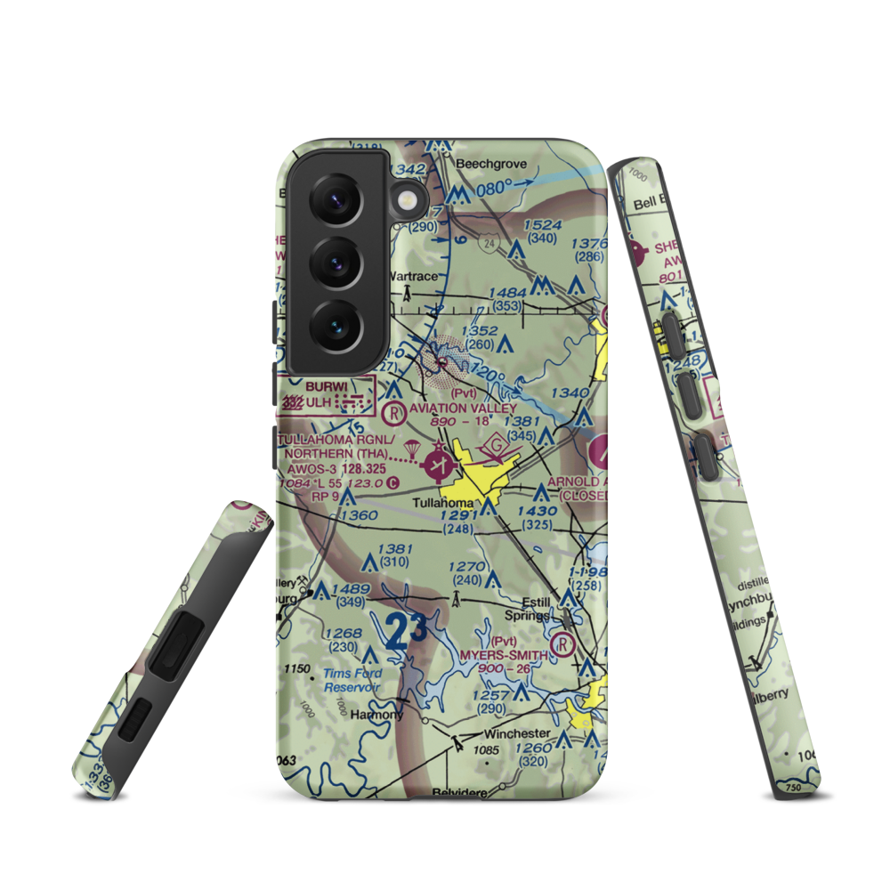 Tullahoma Regional Arpt/Wm Northern Field (THA) VFR Sectional Samsung Phone Case Samsung Galaxy S22 model shown