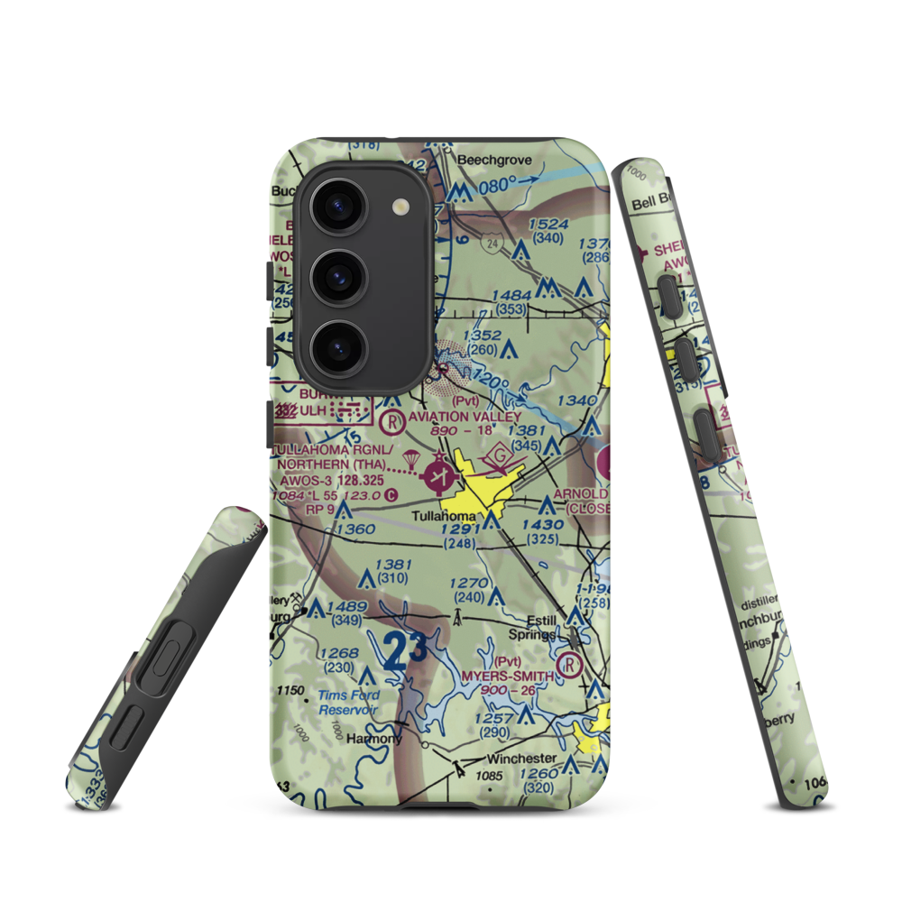 Tullahoma Regional Arpt/Wm Northern Field (THA) VFR Sectional Samsung Phone Case Samsung Galaxy S23 model shown