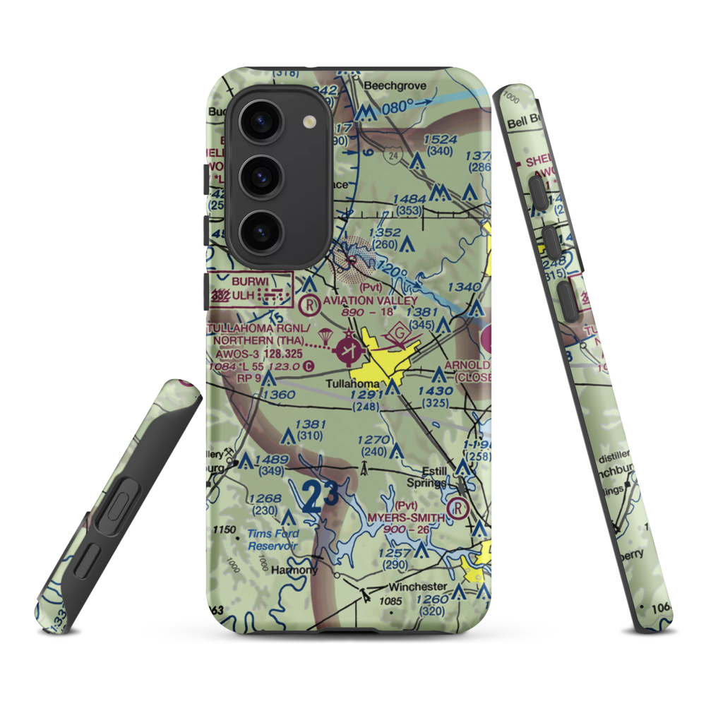 Tullahoma Regional Arpt/Wm Northern Field (THA) VFR Sectional Samsung Phone Case Samsung Galaxy S23 Plus model shown