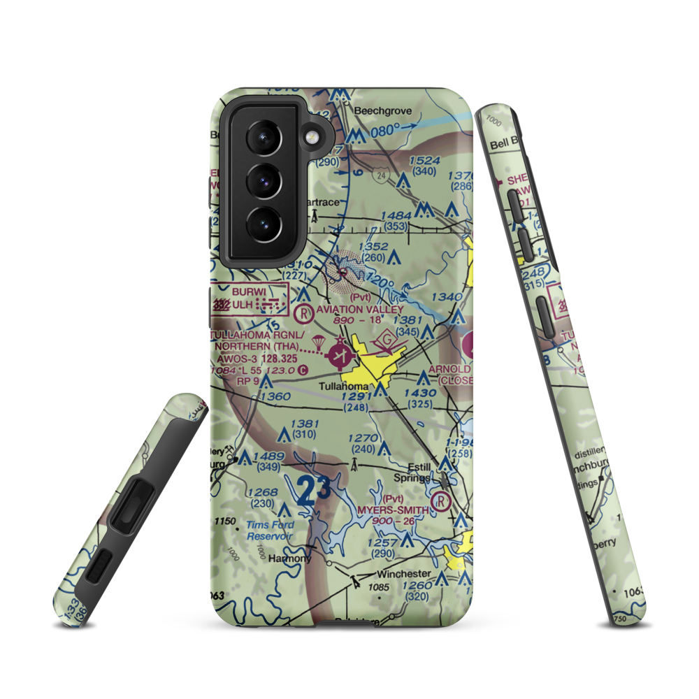 Tullahoma Regional Arpt/Wm Northern Field (THA) VFR Sectional Samsung Phone Case Samsung Galaxy S21 model shown