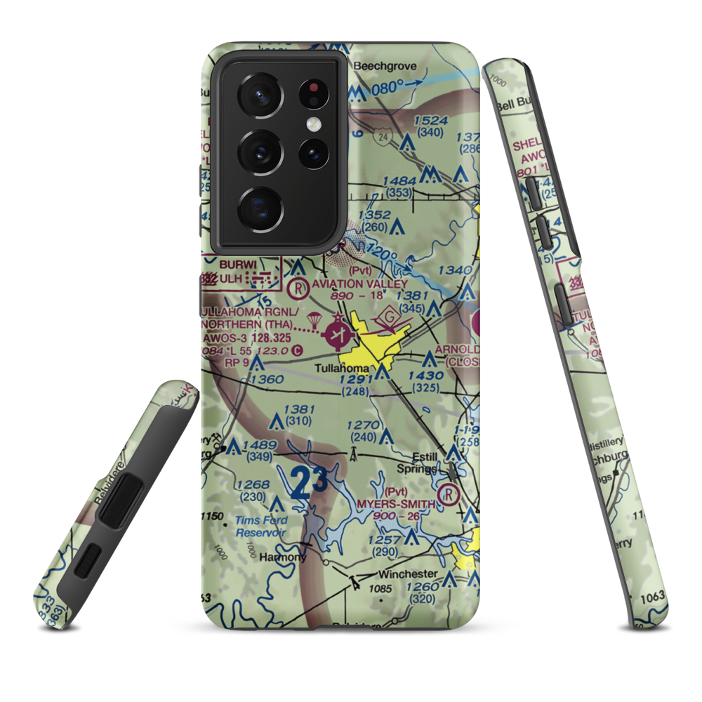 Tullahoma Regional Arpt/Wm Northern Field (THA) VFR Sectional Samsung Phone Case Samsung Galaxy S21 Plus model shown
