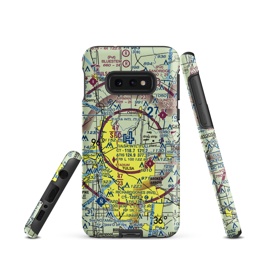 Tulsa International Airport (TUL) VFR Sectional Samsung Phone Case Samsung Galaxy S10e model shown