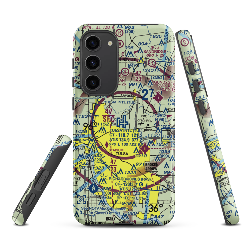 Tulsa International Airport (TUL) VFR Sectional Samsung Phone Case Samsung Galaxy S23 Plus model shown