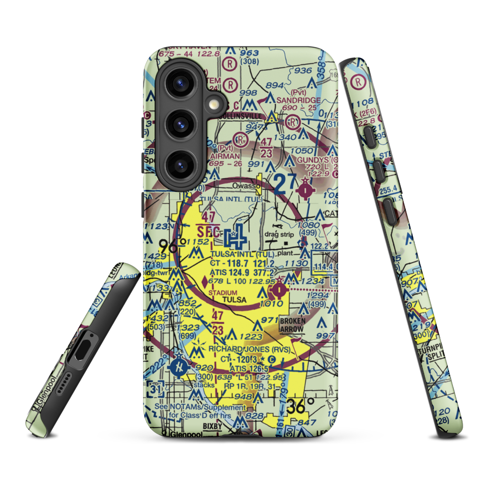 Tulsa International Airport (TUL) VFR Sectional Samsung Phone Case Samsung Galaxy S24 Plus model shown