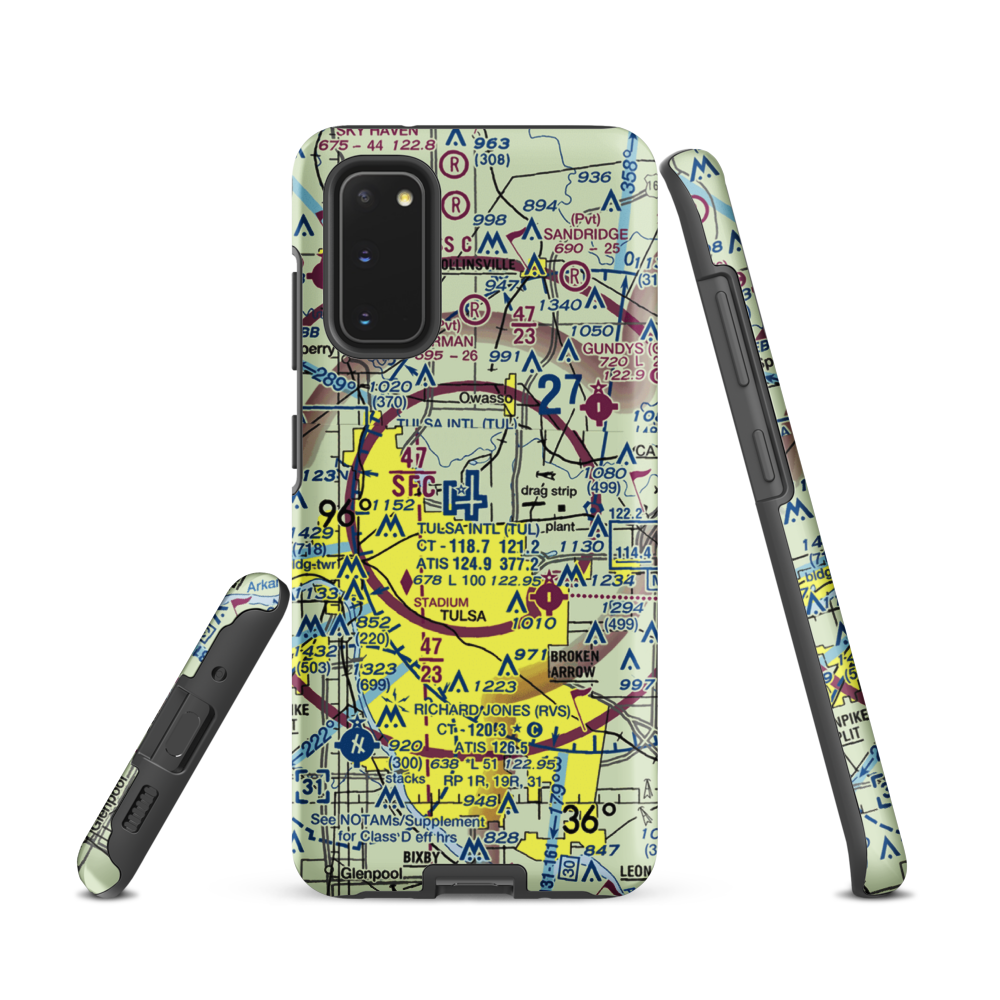 Tulsa International Airport (TUL) VFR Sectional Samsung Phone Case Samsung Galaxy S20 model shown