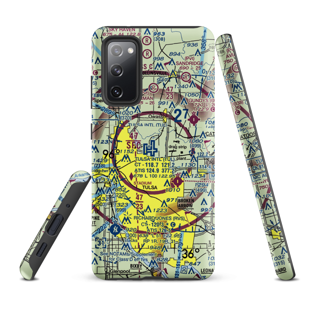 Tulsa International Airport (TUL) VFR Sectional Samsung Phone Case Samsung Galaxy S20 FE model shown