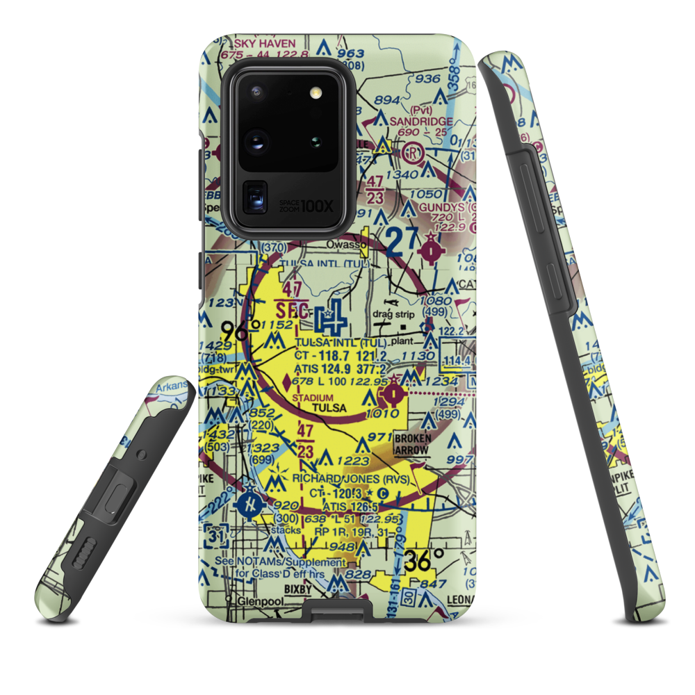 Tulsa International Airport (TUL) VFR Sectional Samsung Phone Case Samsung Galaxy S20 Ultra model shown