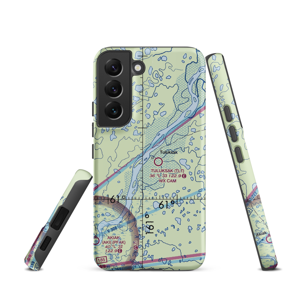 Tuluksak Airport (TLT) VFR Sectional Samsung Phone Case Samsung Galaxy S22 model shown