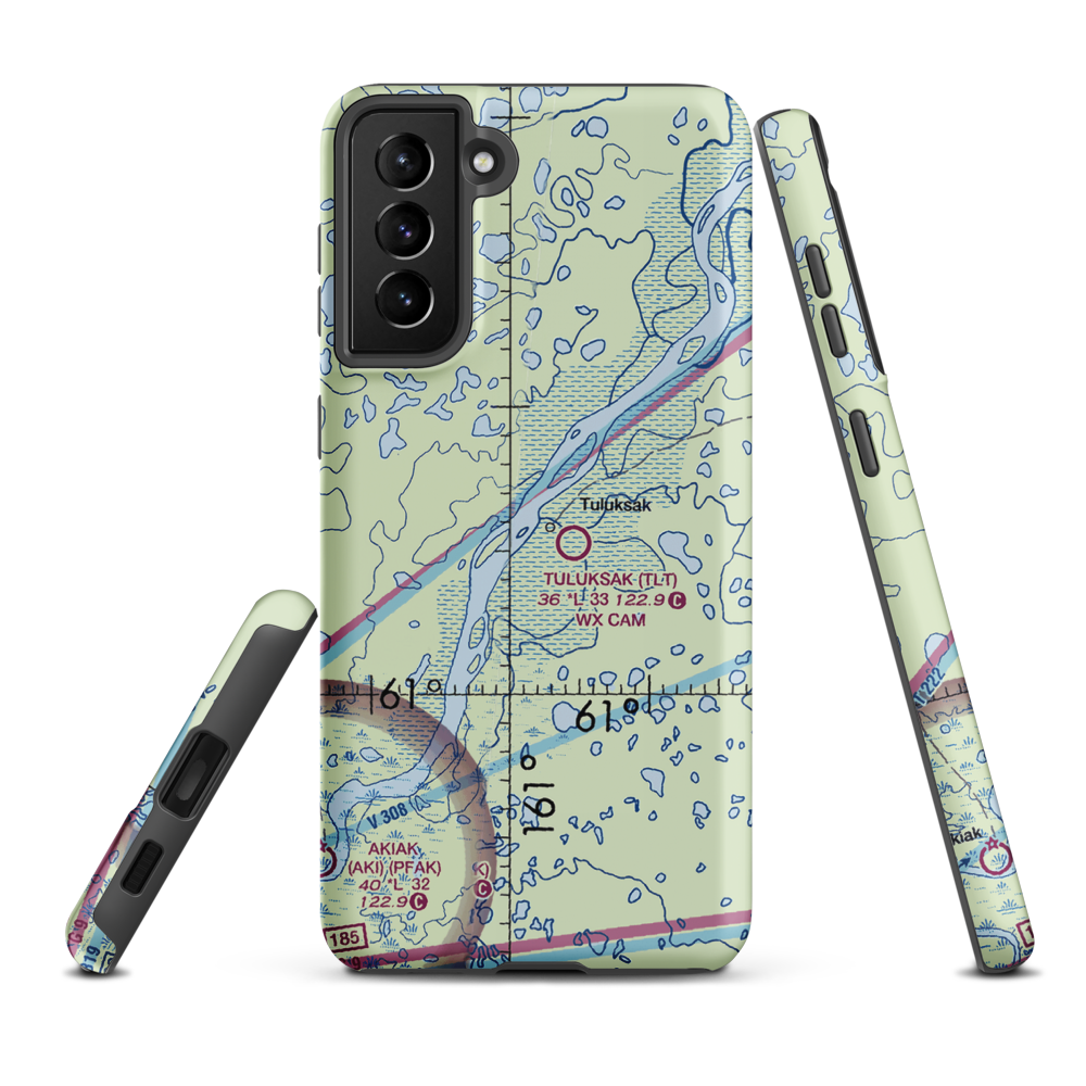 Tuluksak Airport (TLT) VFR Sectional Samsung Phone Case Samsung Galaxy S21 FE model shown