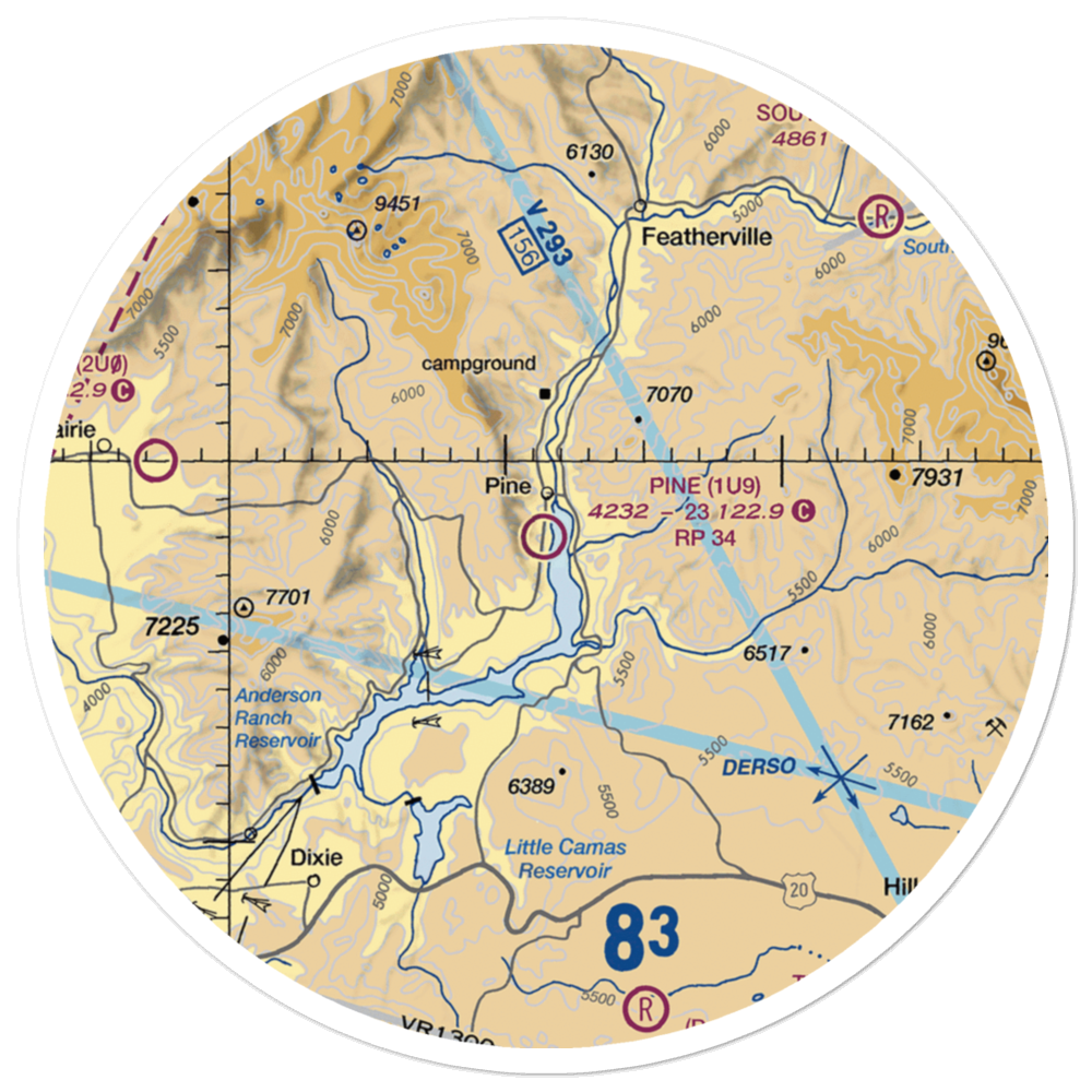 Pine Airport (1U9) VFR Sectional Sticker (30 mile) 