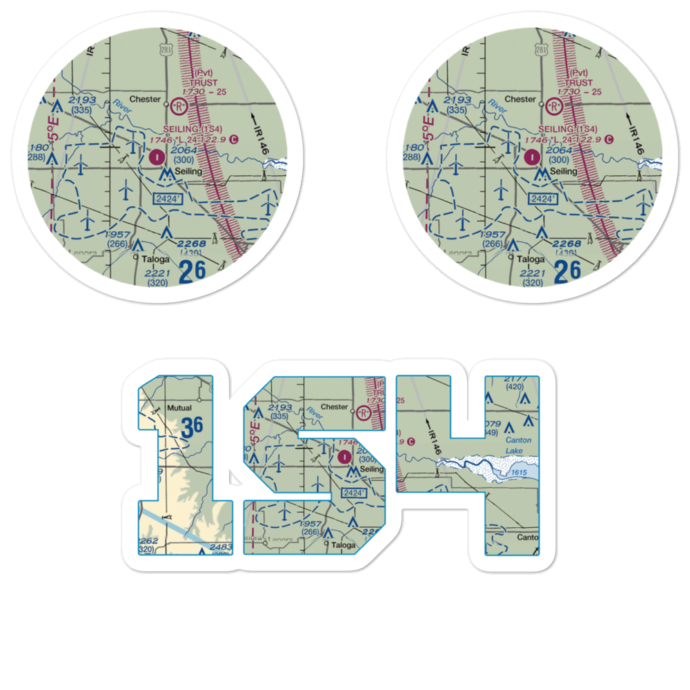 Seiling Airport (1S4) VFR Sectional Sticker Pack 