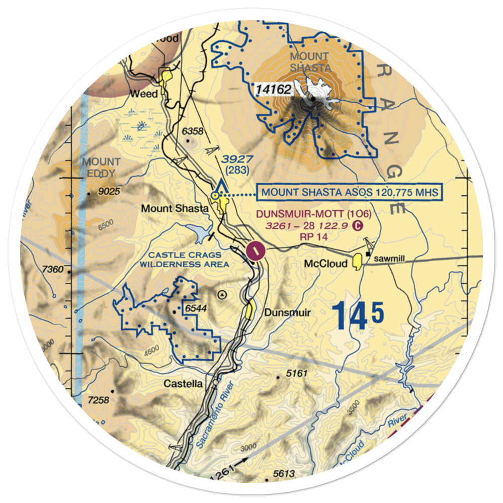 Dunsmuir Muni-Mott Airport (1O6) VFR Sectional Sticker (30 mile) 