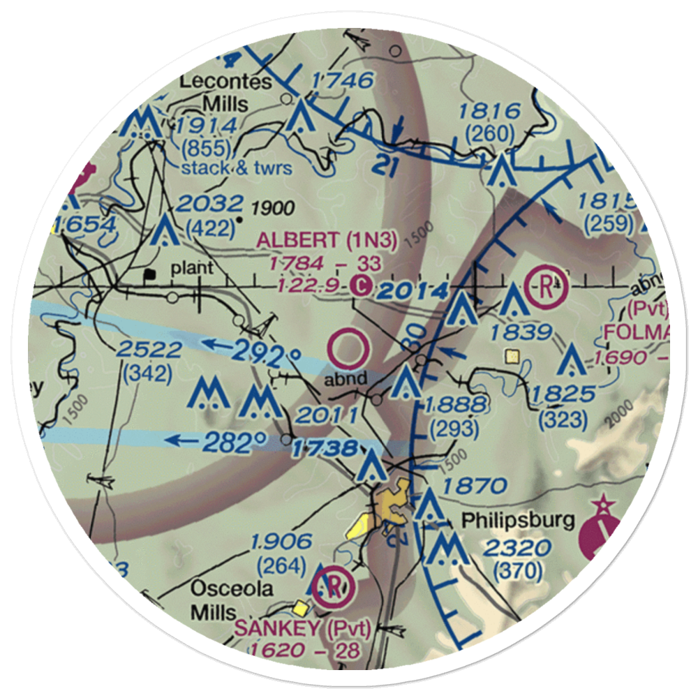 Albert Airport (1N3) VFR Sectional Sticker (20 mile) 