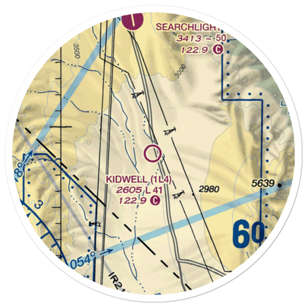 Kidwell Airport (1L4) VFR Sectional Sticker (20 mile) 