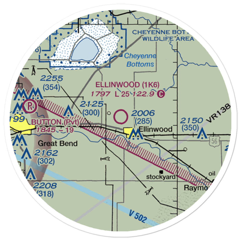Ellinwood Municipal Airport (1K6) VFR Sectional Sticker (20 mile) 