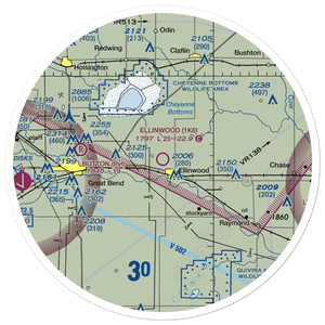Ellinwood Municipal Airport (1K6) VFR Sectional Sticker (30 mile)