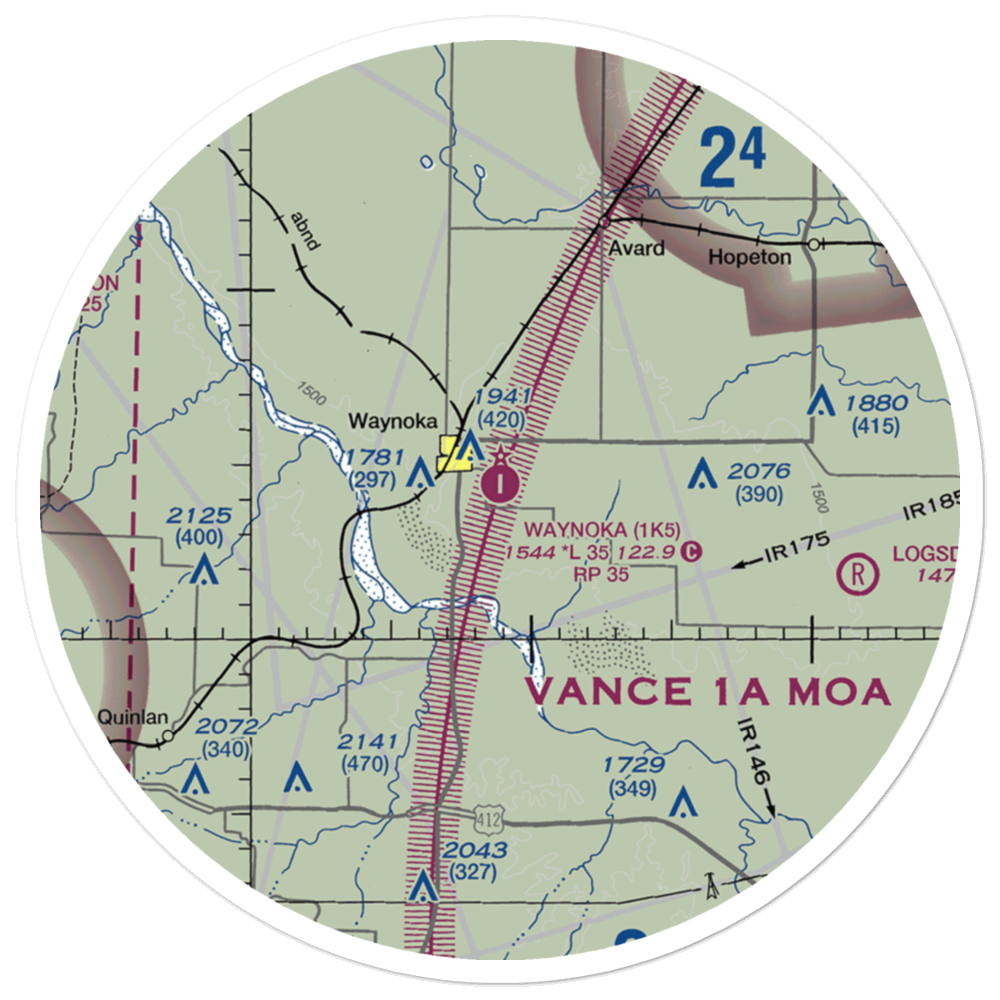Waynoka Municipal Airport (1K5) VFR Sectional Sticker (30 mile) 