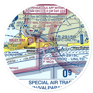 Fort Walton Beach Airport (1J9) VFR Sectional Sticker (20 mile)