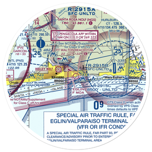 Fort Walton Beach Airport (1J9) VFR Sectional Sticker (30 mile)
