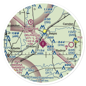 Delphi Municipal Airport (1I9) VFR Sectional Sticker (20 mile)