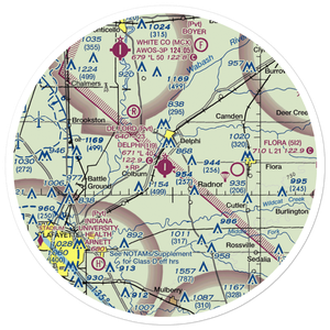 Delphi Municipal Airport (1I9) VFR Sectional Sticker (30 mile)