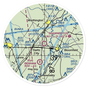 Shawnee Field (1I3) VFR Sectional Sticker (20 mile)